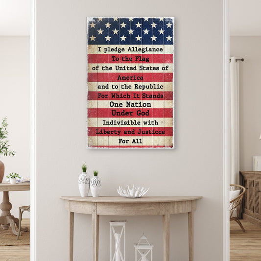 America Pledge Allegiance Sign – Patriotic Canvas Wall Art Decor