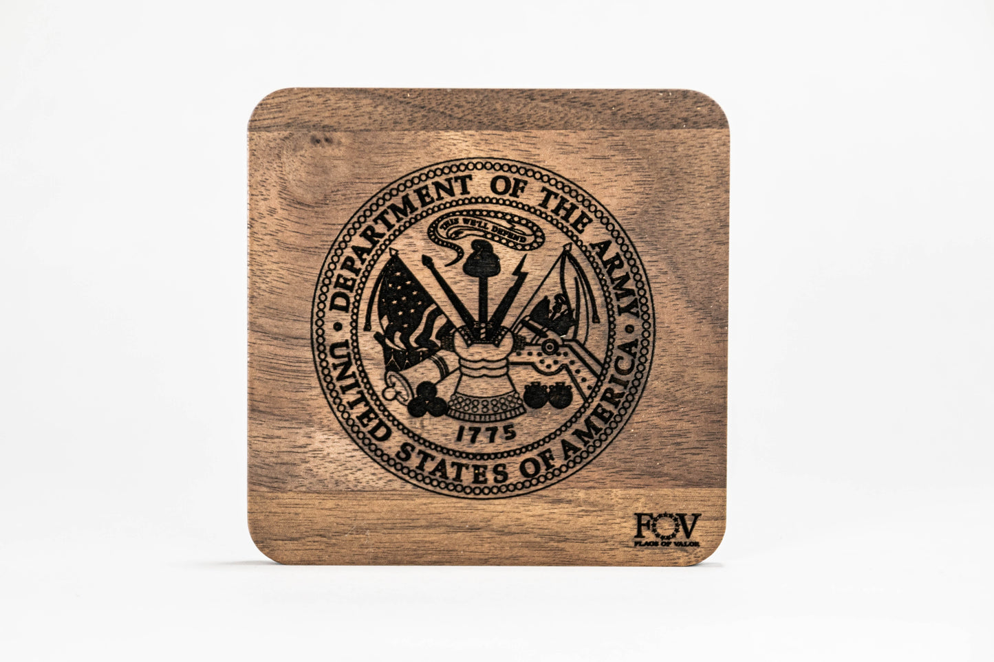Walnut Military Coasters – Service Branch Set | Flag of Valor