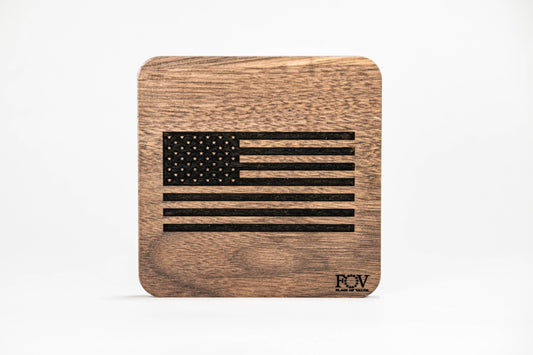 Walnut Military Coasters – Service Branch Set | Flag of Valor