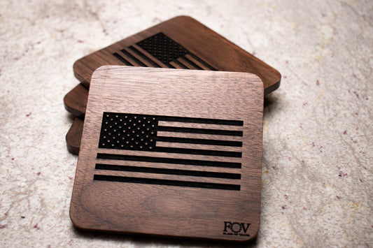 Walnut Military Coasters – Service Branch Set | Shop250America