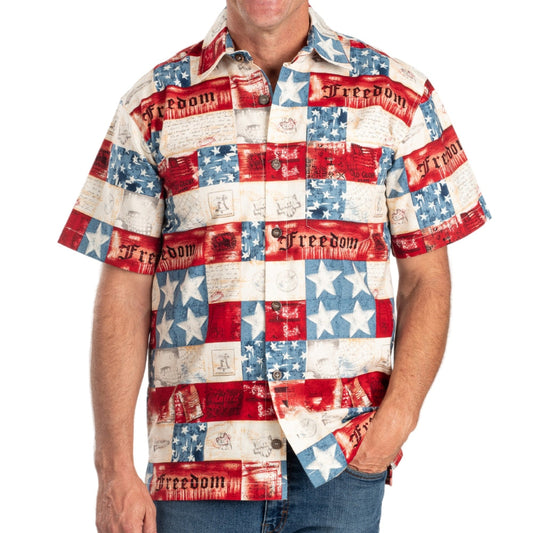 Freedom Patriotic Hawaiian Shirt - Men's USA Style | Flag Shirt