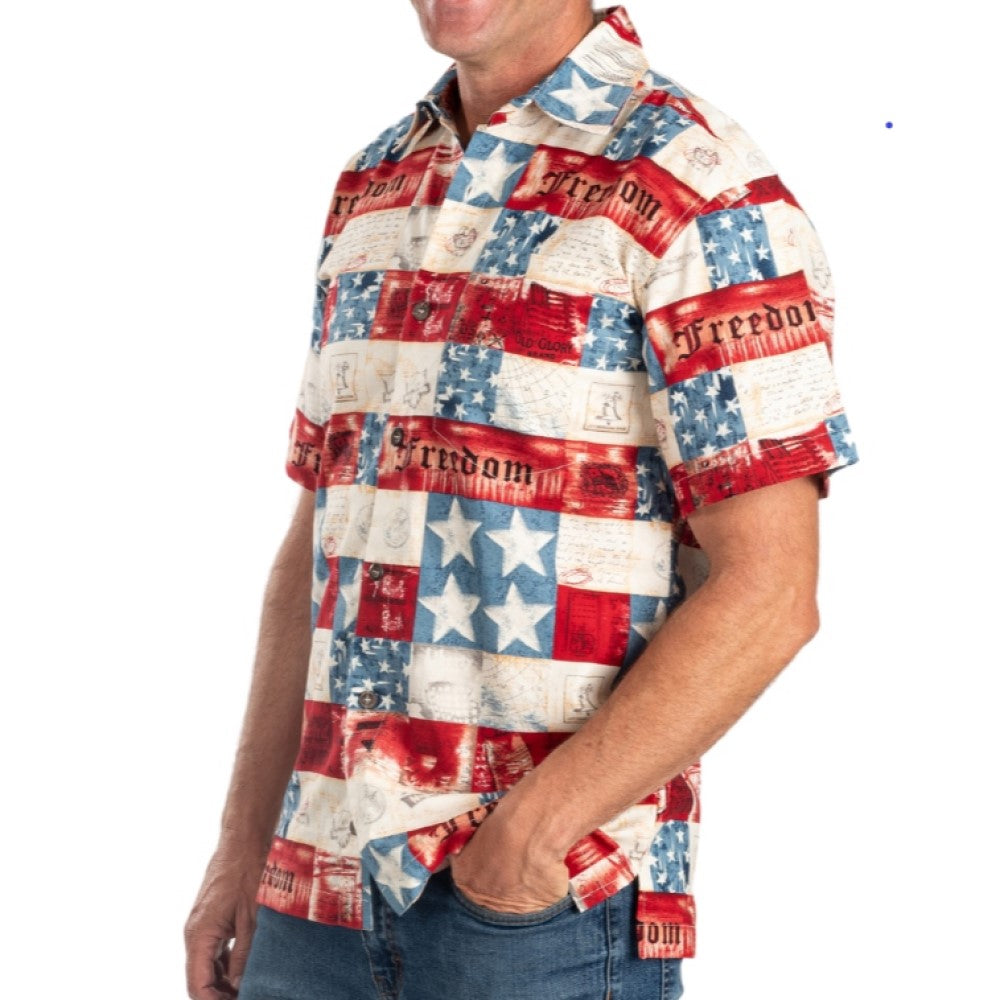 Freedom Patriotic Hawaiian Shirt - Men's USA Style | Flag Shirt