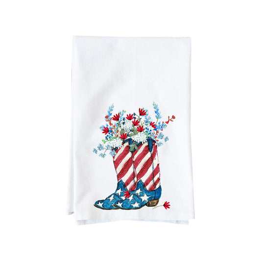 Patriotic Floral Boots Kitchen Towel