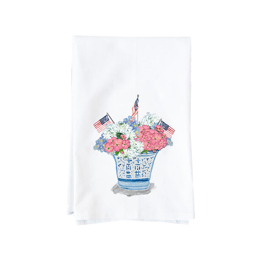 Patriotic Floral Arrangement Kitchen Towel