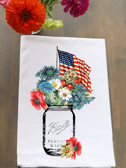 Patriotic Mason Jar Kitchen Towel