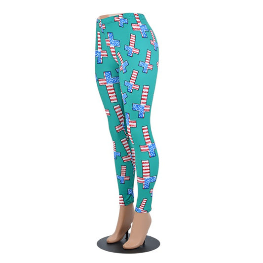 American Flag Cross Pattern Leggings — Madeline Love