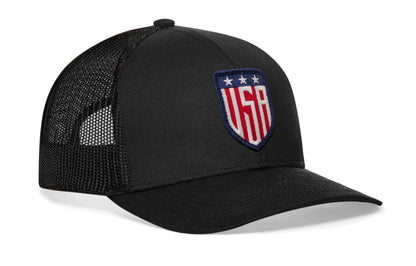 USA Shield Trucker Hat  |  Black America Snapback