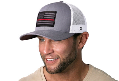 Thin Red Line Trucker Hat  |  Gray-White Fire Tactical Snapback