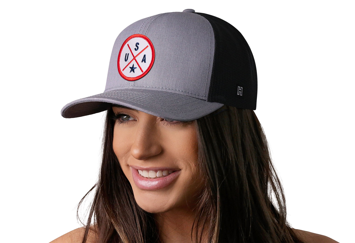 USA Trucker Hat  |  Gray-Black America Snapback
