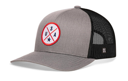 USA Trucker Hat  |  Gray-Black America Snapback