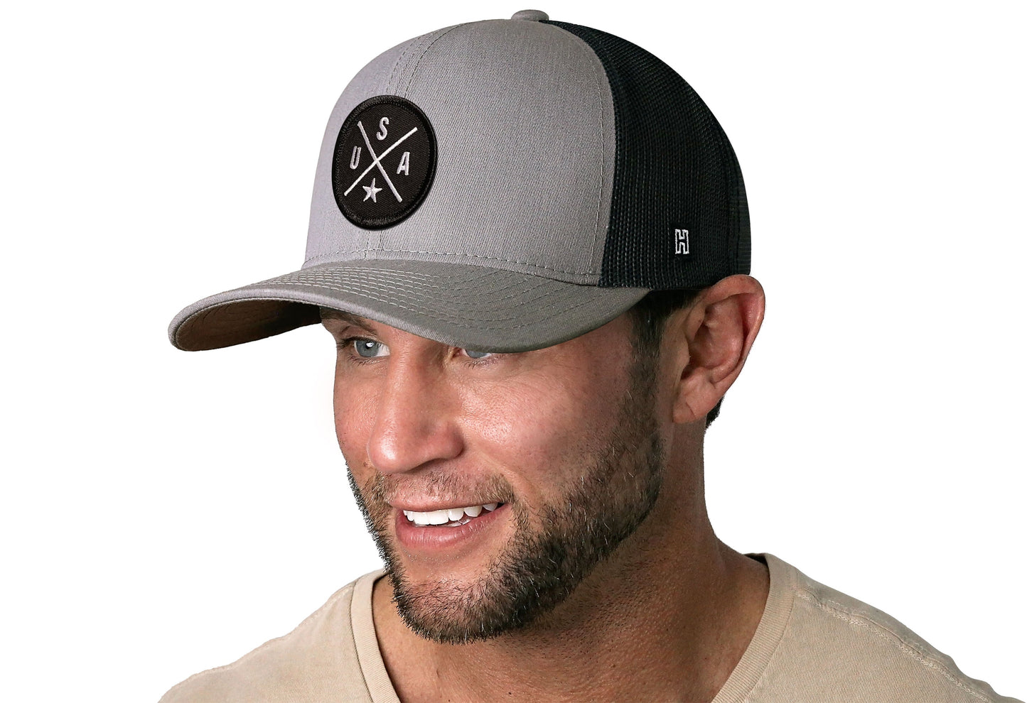 USA Trucker Hat  |  Gray-Black America Snapback