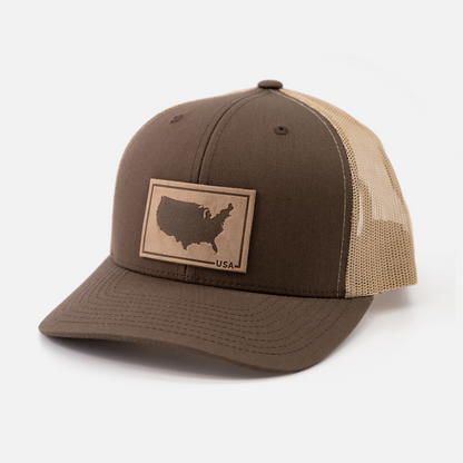USA Silhouette Hat – Full Grain Horween Leather Patch