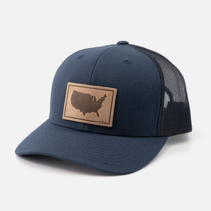 USA Silhouette Hat – Full Grain Horween Leather Patch