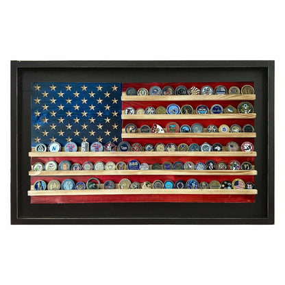 Challenge Coin Holder Flag – Wooden Display | Shop250America