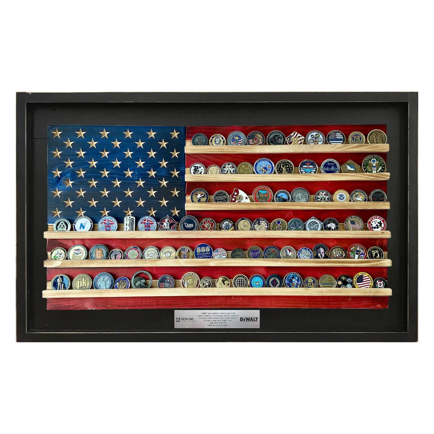 Challenge Coin Holder Flag – Wooden Display | Shop250America