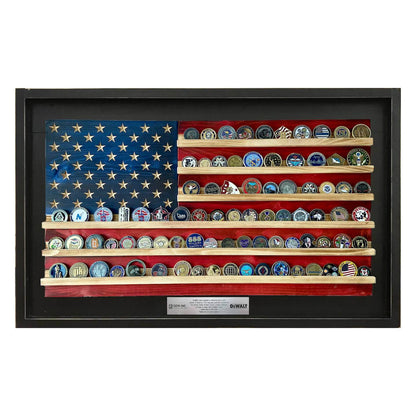 Challenge Coin Holder Flag – Wooden Display | Shop250America
