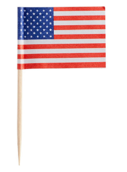 American Flag Toothpicks 2.5 Inch - Patriotic Food Picks 100 or 1000 Count