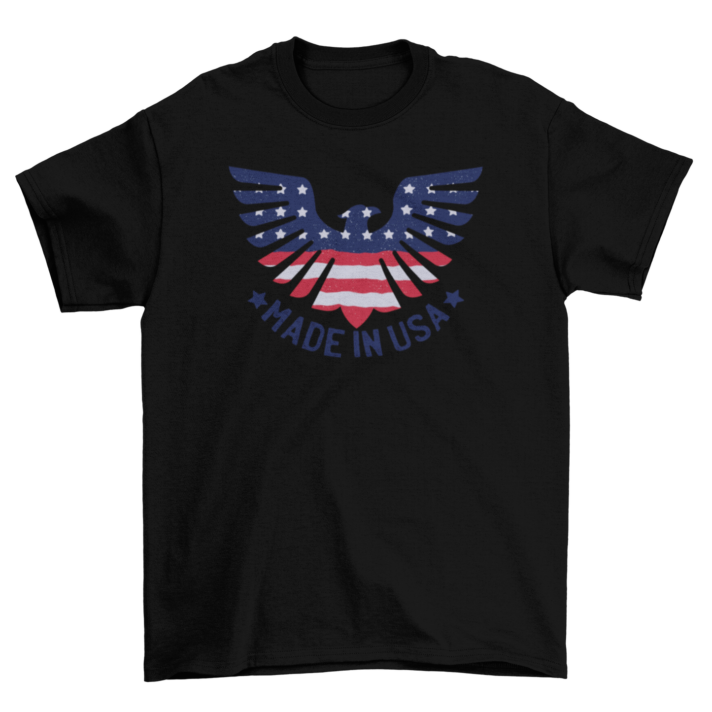 Eagle Spreading Wings Embedded American Flag Quote "Made in USA"