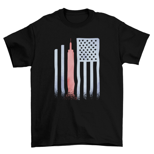 Empire state building in US flag illustration t-shirt