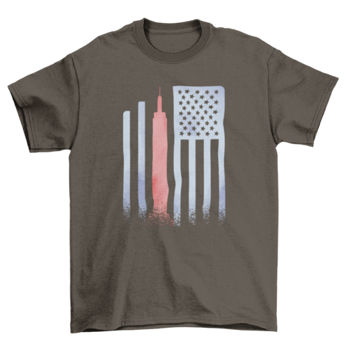 Empire state building in US flag illustration t-shirt