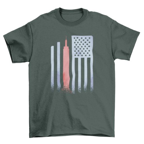 Empire state building in US flag illustration t-shirt