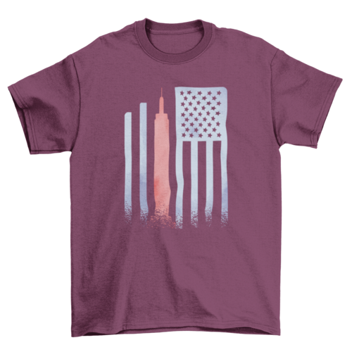 Empire state building in US flag illustration t-shirt