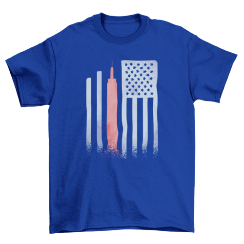 Empire state building in US flag illustration t-shirt