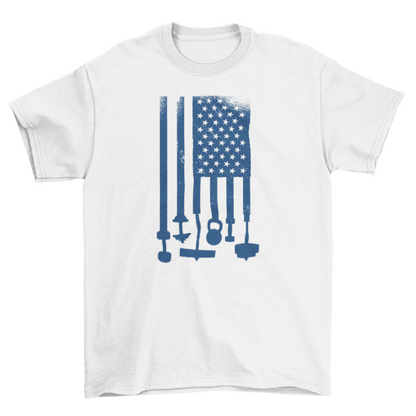 Weightlifting USA Flag T-Shirt – Patriotic Gym Fitness Tee Barbell