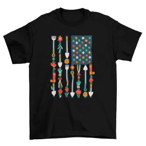 USA gardening flag t-shirt