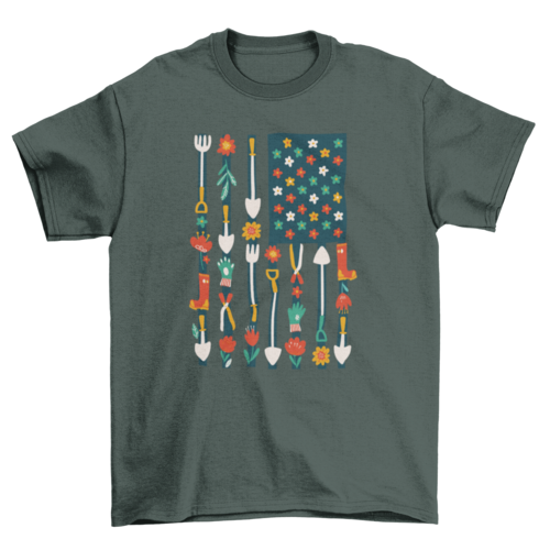 USA gardening flag t-shirt