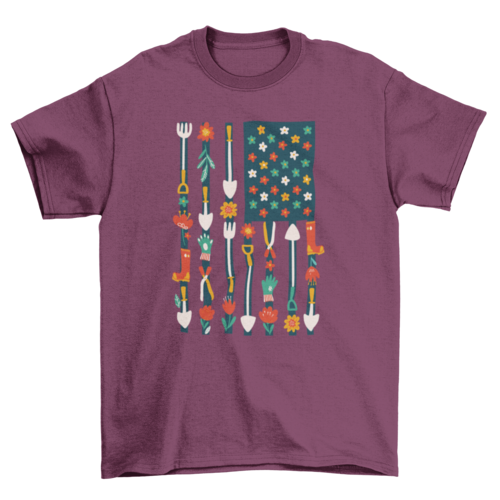 USA gardening flag t-shirt