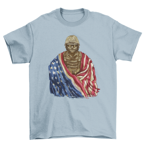 Soldier with american flag t-shirt