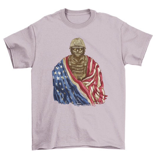 Soldier with american flag t-shirt
