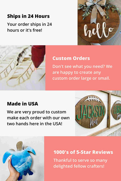 Unfinished Wood American Heart Flag Shape - USA Craft - up to 46"