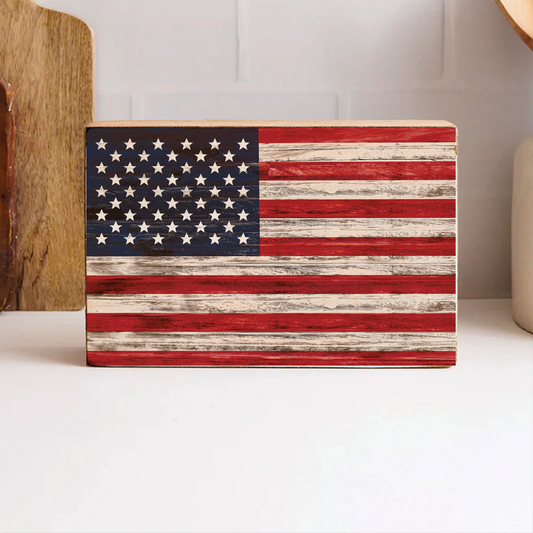 Collective - XL American Flag Wooden Block