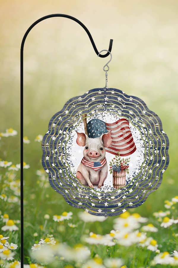 Patriotic USA America Piggy Home Decor Wind Spinner