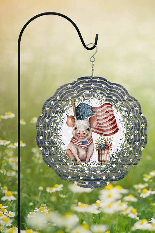 Patriotic USA America Piggy Home Decor Wind Spinner