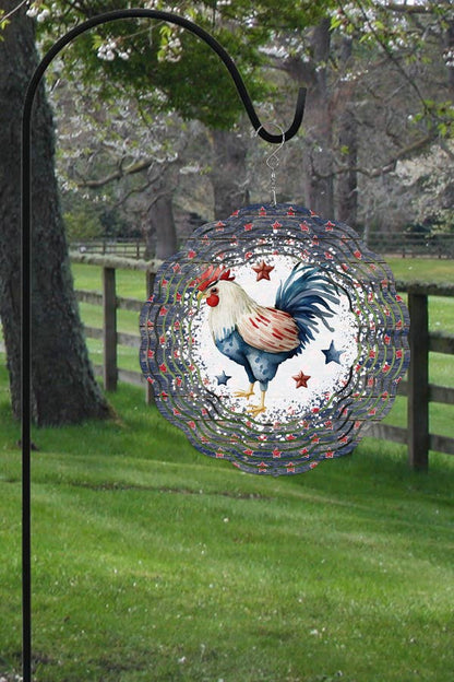 Patriotic USA America Rooster Home Decor Wind Spinner