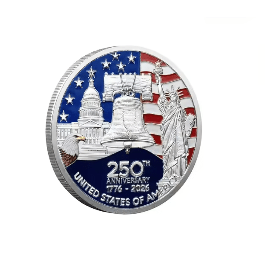 America 250th Anniversary Commemorative Challenge Coin - Silver Plated