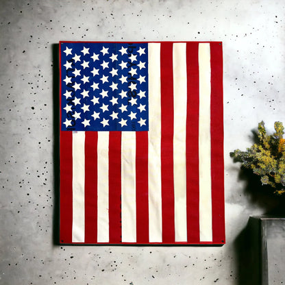 fire hose american flag extra large vertical 42x52 made from recycled firefighter hose