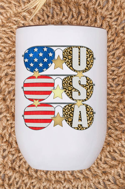 Patriotic America USA Glasses Stack Wine Cup Tumbler