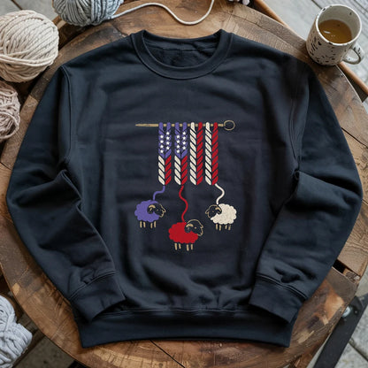 America Wool Sweatshirt - Patriotic Yarn Art Design for Knitters & Crocheters