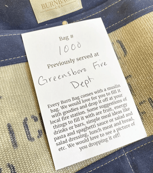Authenticity card showing fire hose origin included with the Engineer Burn Bag.