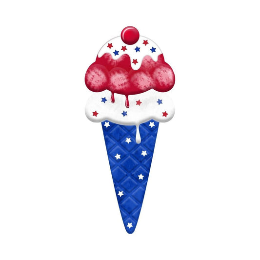12" Metal Patriotic Ice Cream Cone Sign