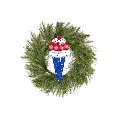 12" Metal Patriotic Ice Cream Cone Sign
