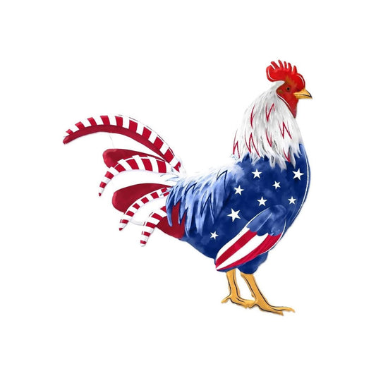 12" Metal Rooster Hanger: Patriotic RWB