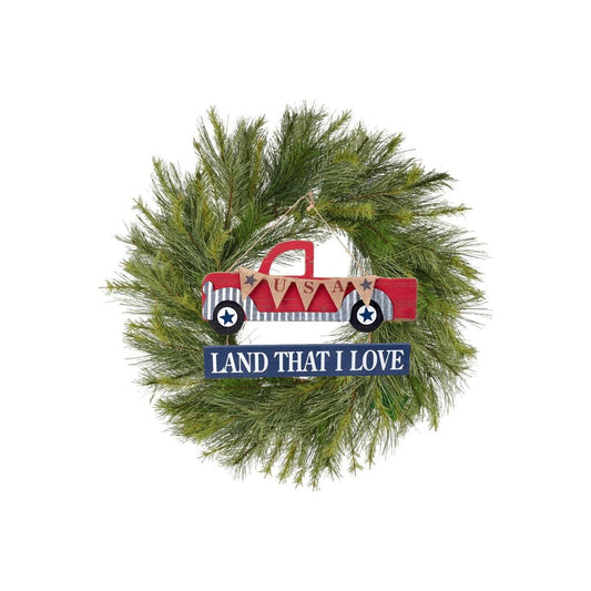 14" Wooden Patriotic Truck: Land That I Love