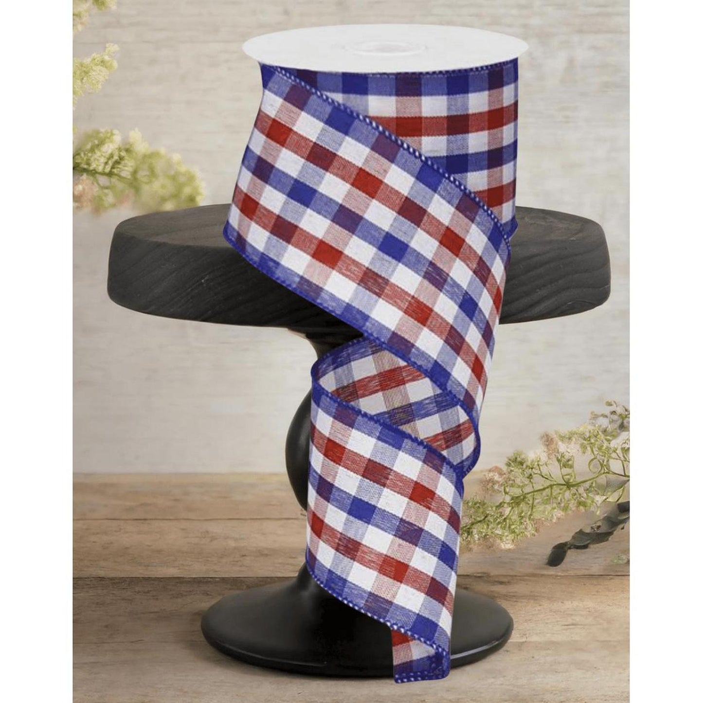 2.5" Gingham Plaid Ribbon: Patriotic (10 Yards)