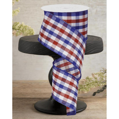 2.5" Gingham Plaid Ribbon: Patriotic (10 Yards)