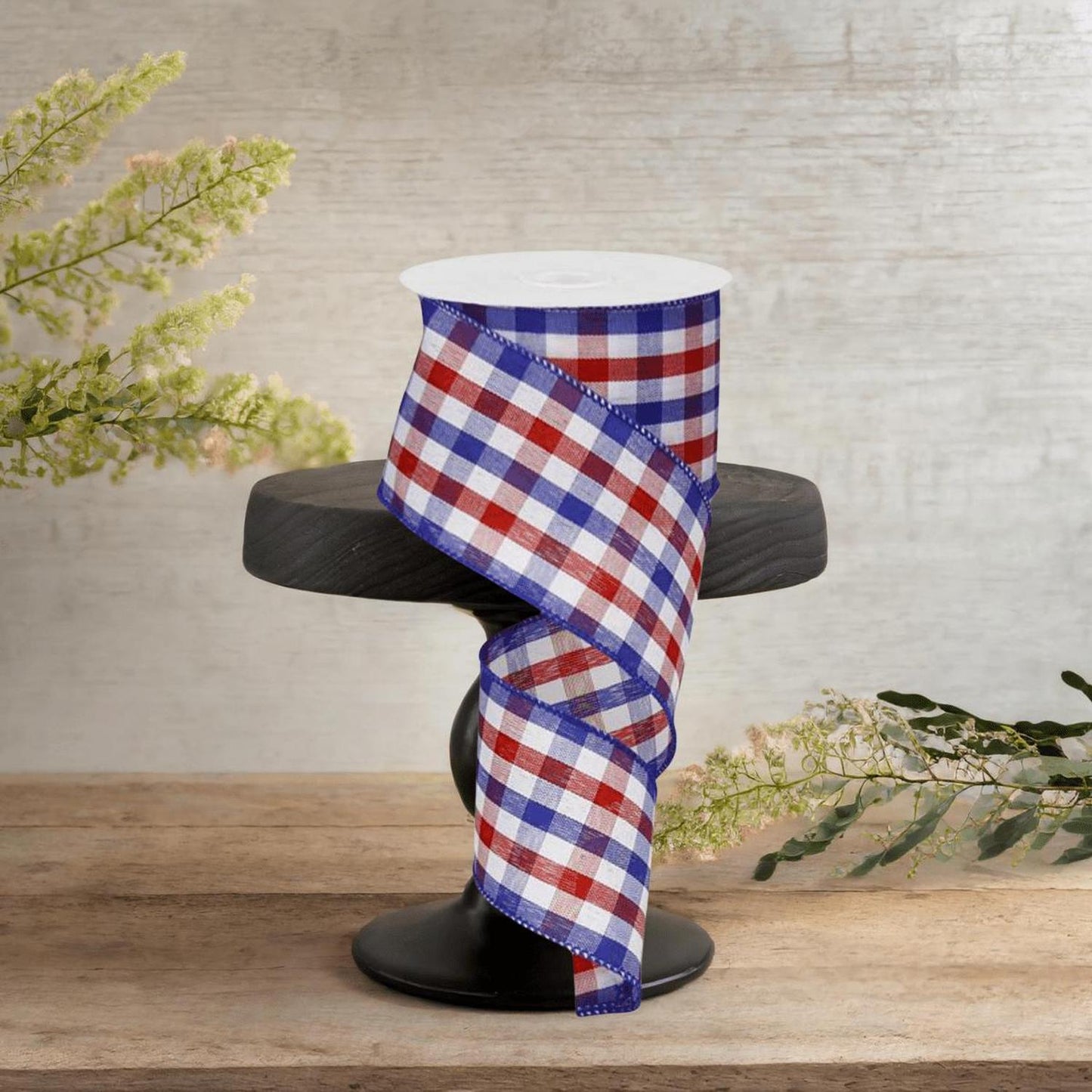 2.5" Gingham Plaid Ribbon: Patriotic (10 Yards)